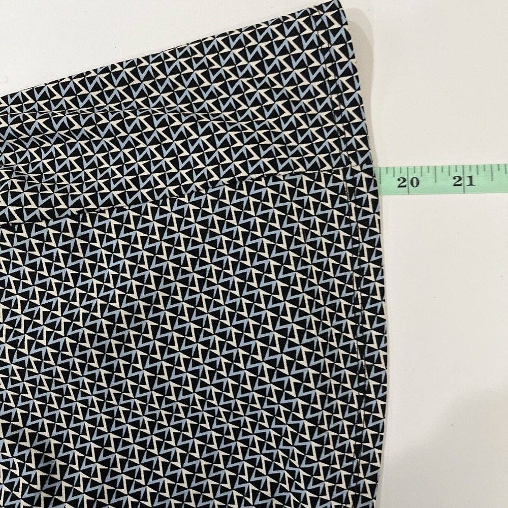 Express Skirt Womens S Black Blue Geometric Zigzag A-Line Midi Professional Work - Picture 3 of 6
